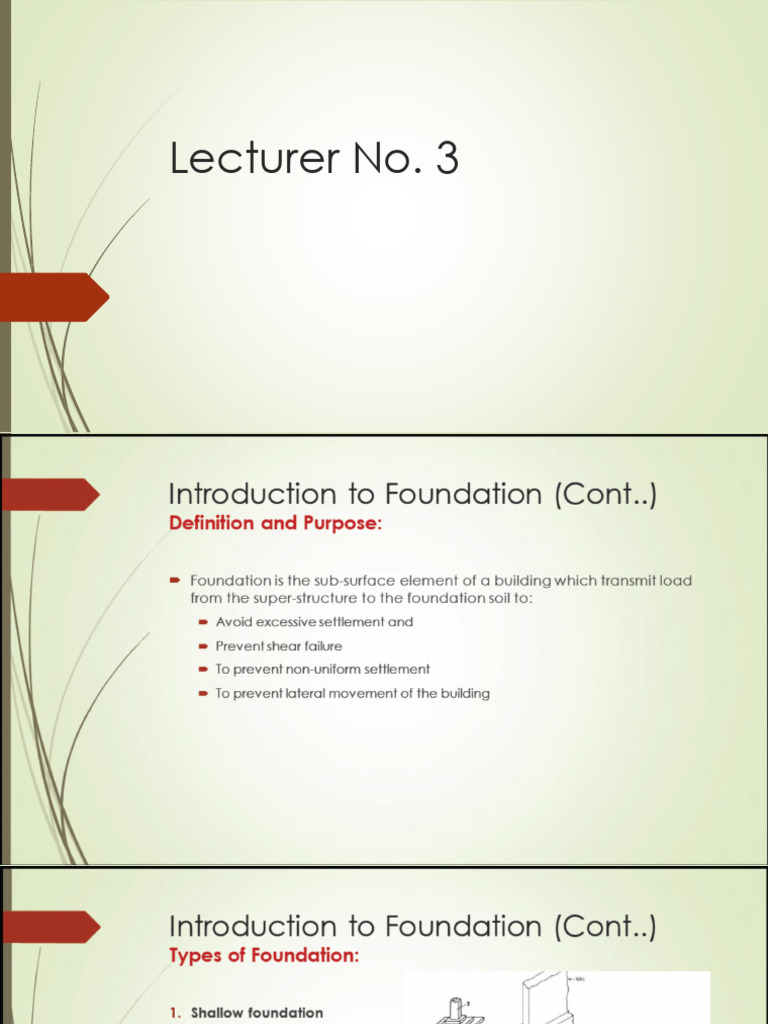 Lecturer No.3, Foundation and Subsoil Investigation | PDF