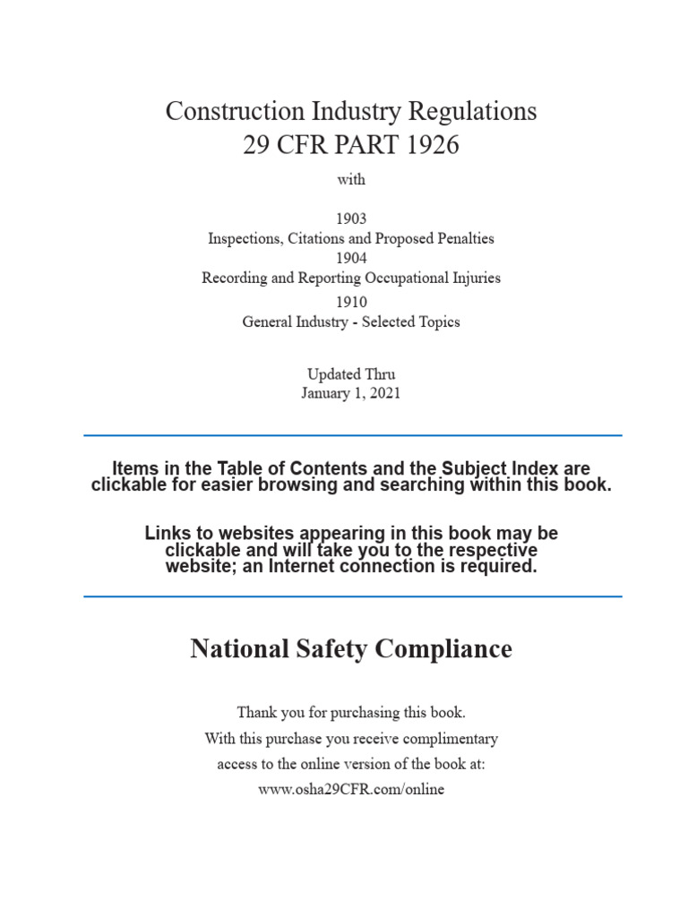 OSHA 29 CFR 1926 Construction Standards | PDF | Occupational Safety And ...