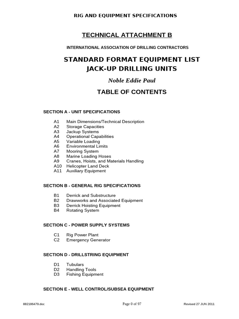 Jack-Up Drilling Unit Specifications | PDF | Crane (Machine) | Anchor