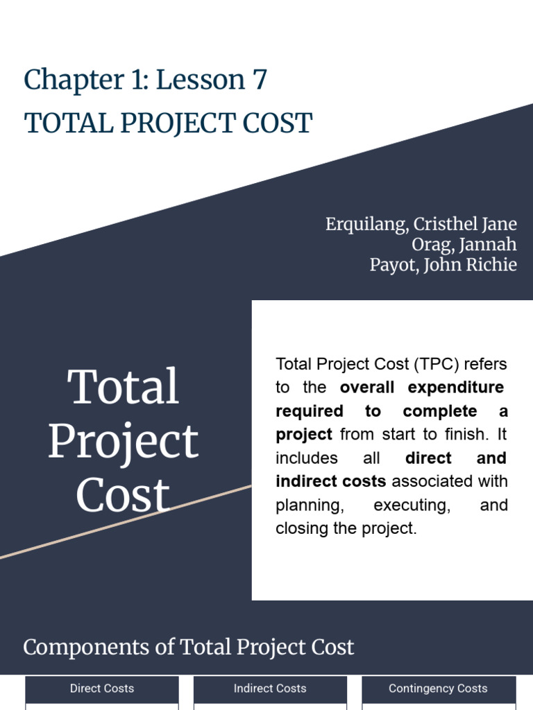 CE LAWS Chapter 1 Lesson 7 TOTAL PROJECT COST | PDF | Cost | Expense