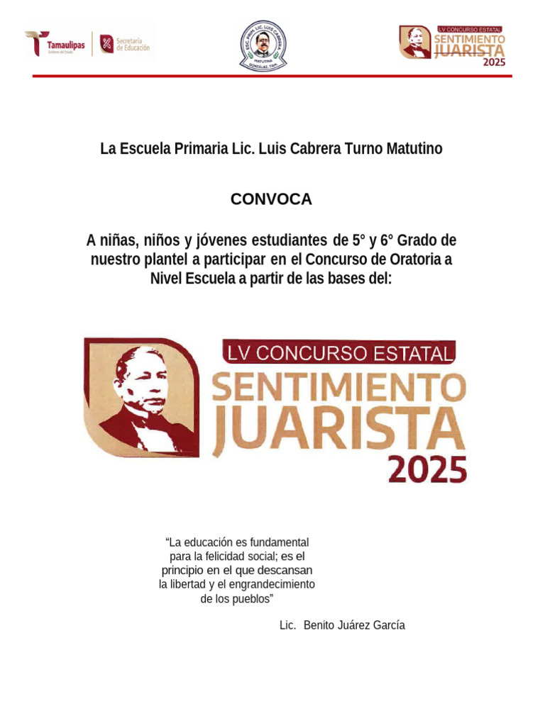 Concurso de Oratoria para Primaria 2024 | PDF | Hablar en público