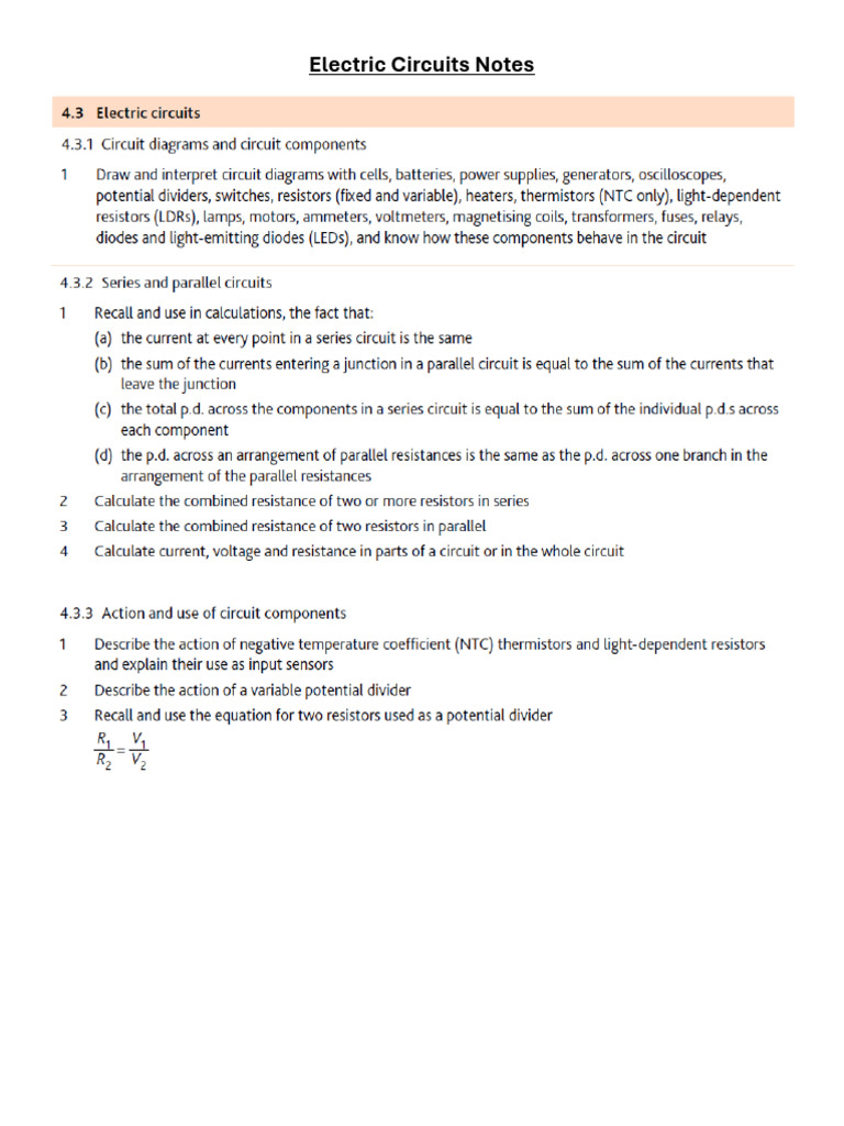 Electric Circuits (Complete) | PDF