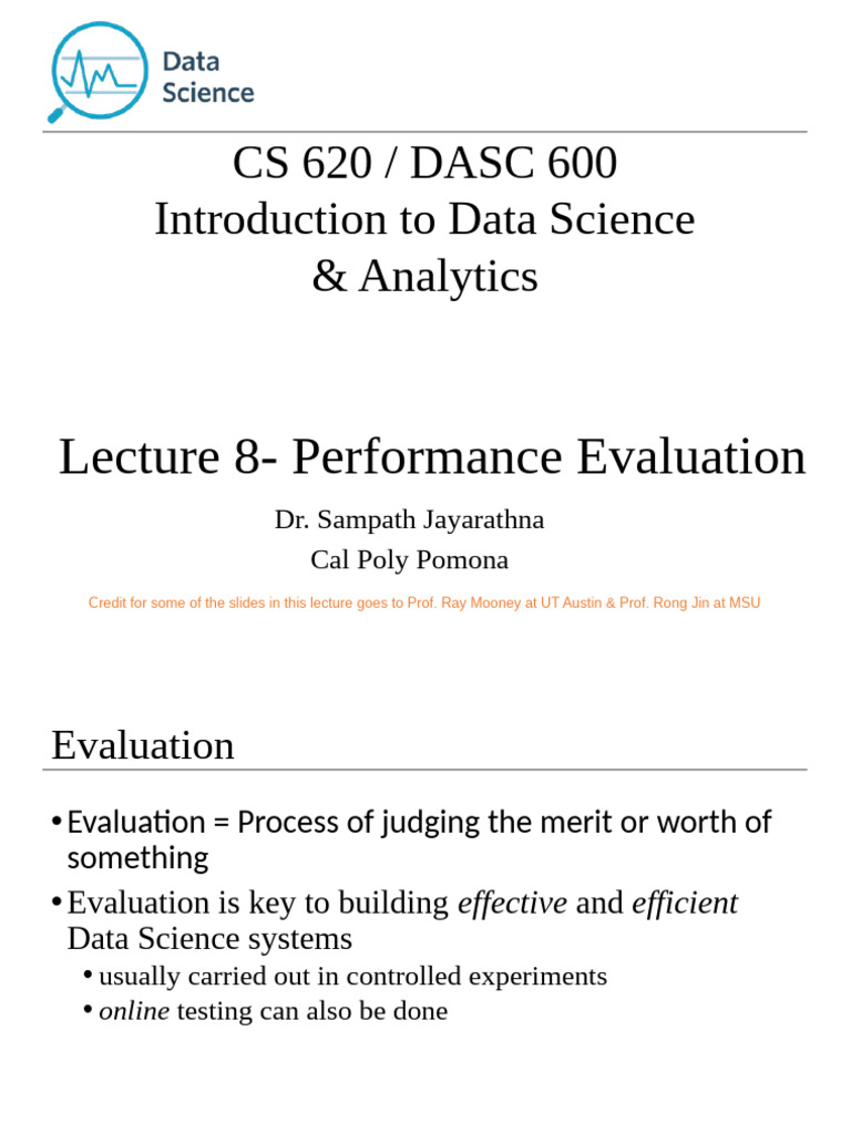 Performance Evaluation in Data Science | PDF | P Value | Cross ...