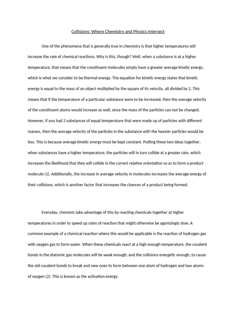 Physics 1 Project 1 Paper | PDF | Reaction Rate | Gases