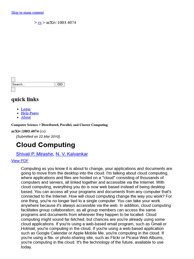 (1003.4074) Cloud Computing | PDF | World Wide Web | Internet & Web
