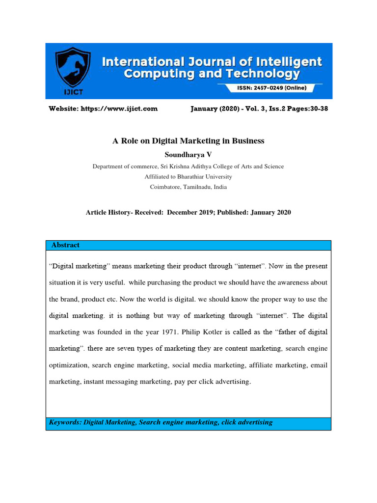 A Role On Digital Marketing in Business | PDF | Search Engine Marketing ...