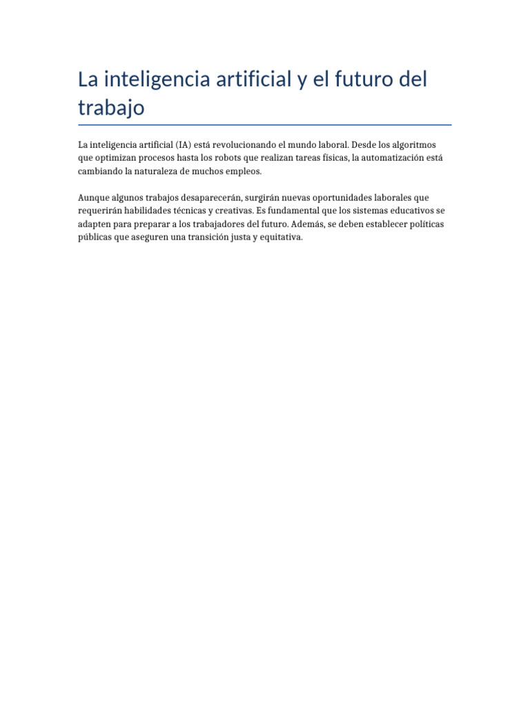 La Inteligencia Artificial y El Futuro Del Trabajo | PDF