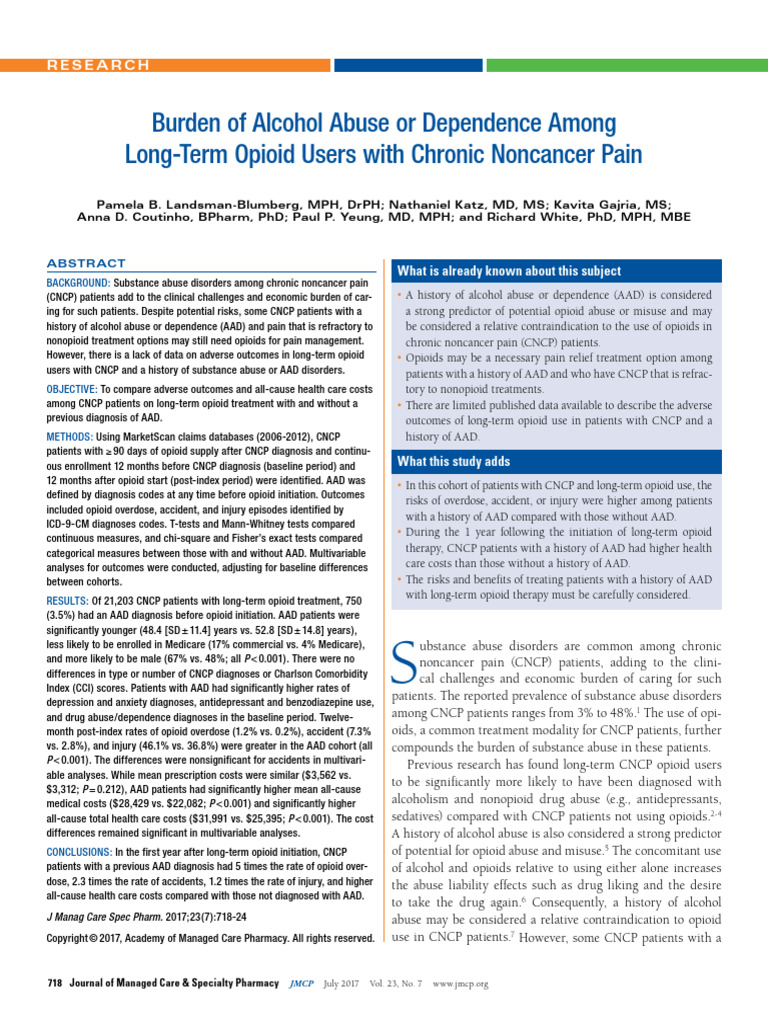 Alcohol Abuse Impact on Opioid Users | PDF | Substance Abuse | Opioid