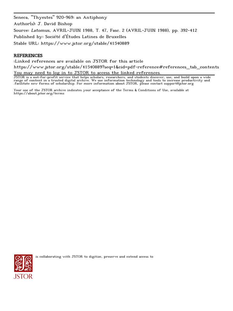 Bishop-Seneca Thyestes 920 969 - 1988 | PDF