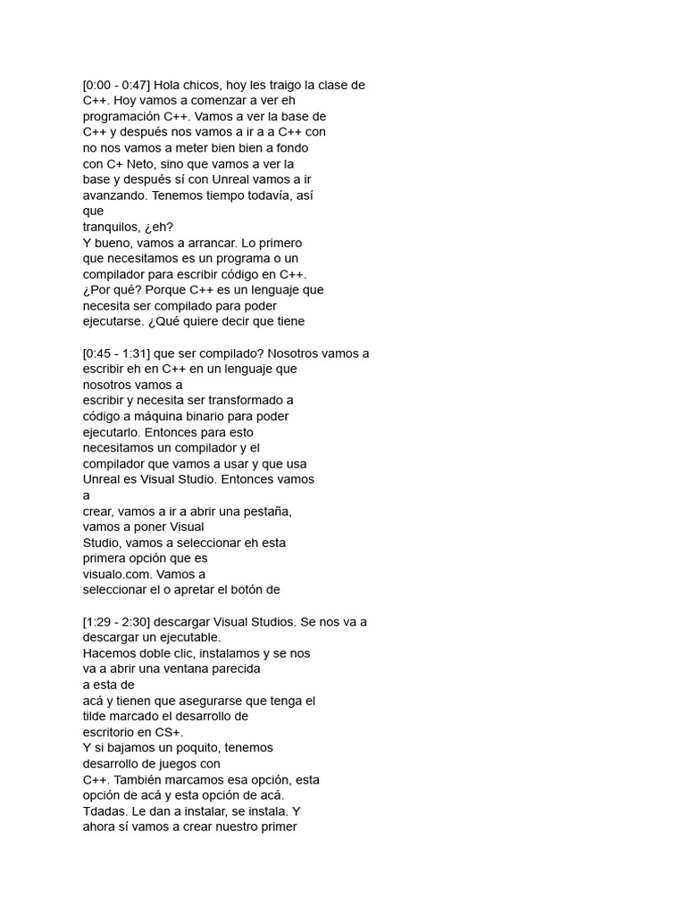 C++ Transcripción | PDF | C ++ | Compilador