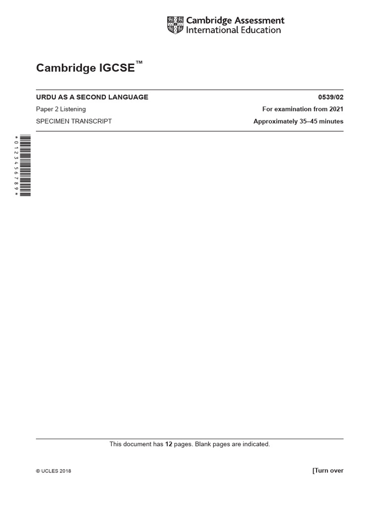 2021 Specimen Paper 2 Transcript | PDF | Student Assessment And ...
