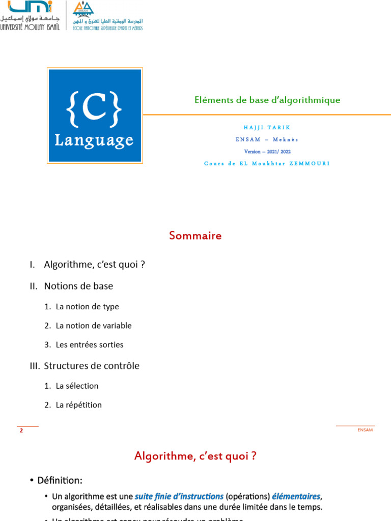 Introduction à l'algorithmique de base | PDF | Structure de contrôle ...