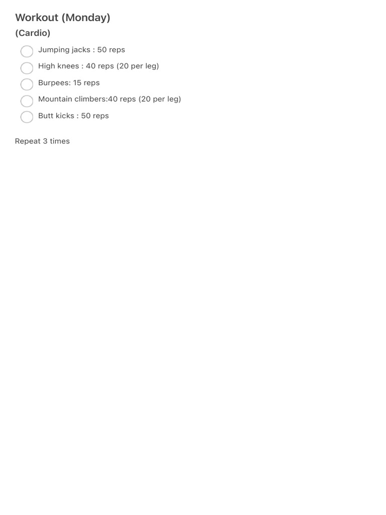 Workout (Monday) | PDF