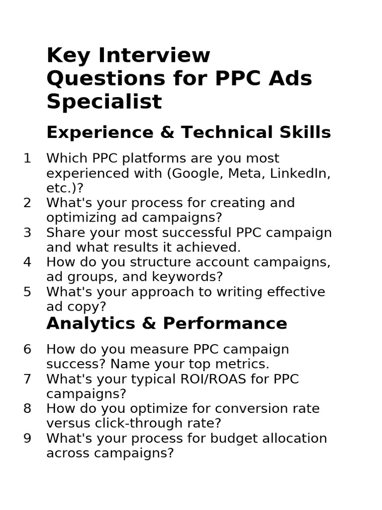 PPC Specialist Interview Questions | PDF