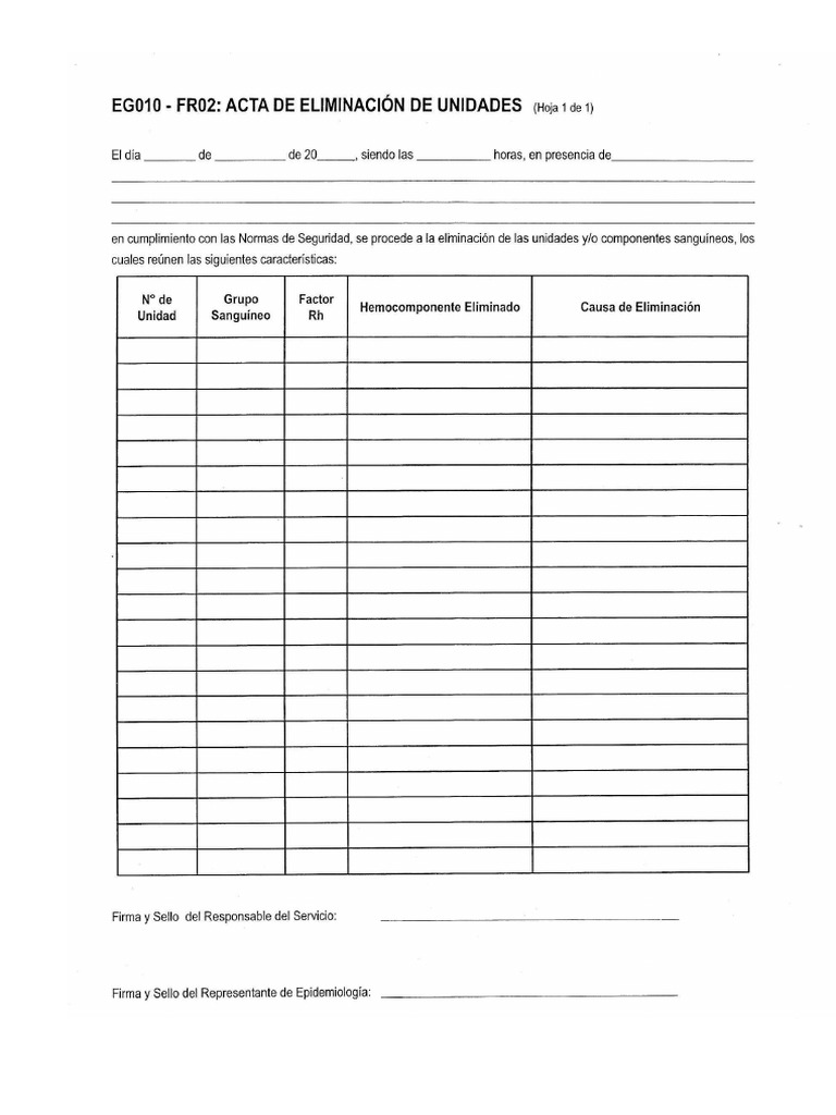 Eg010 FR02 Acta de Eliminacion de Unidades | PDF