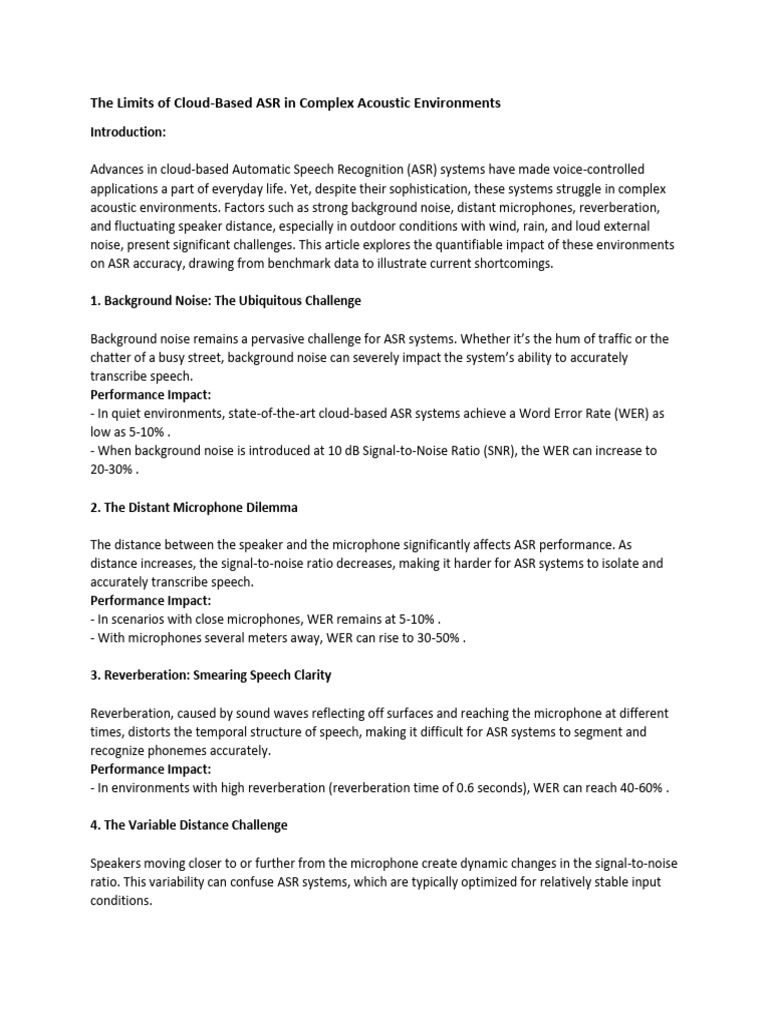 Article - The Limits of Cloud Based ASR | PDF | Speech Recognition ...