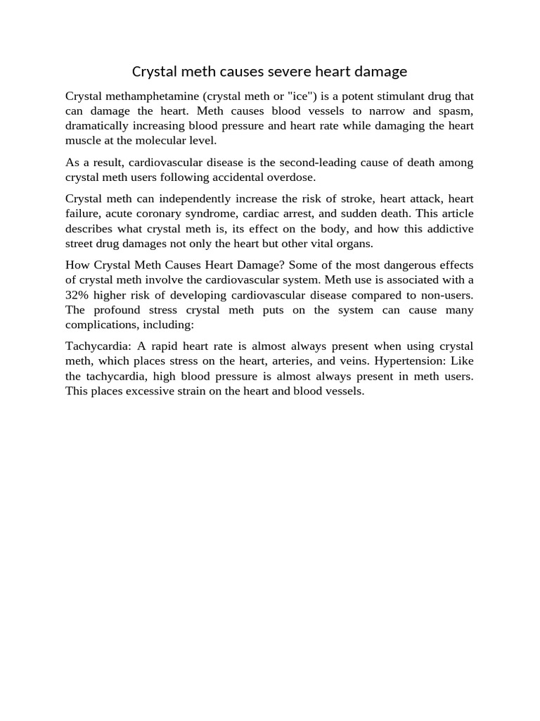 Crystal Meth Causes Severe Heart Damage Word Work | PDF ...