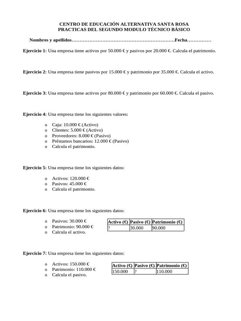 Ejercicios de Contabilidad Básica | PDF | Contabilidad | Economias