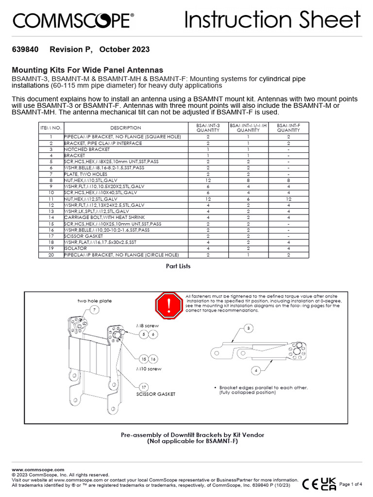 Antenna Mounting Kit Installation Guide | PDF | Screw | Electrical ...