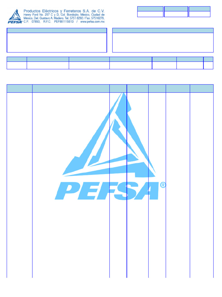 Cotización Pedido 166115 PEFSA | PDF