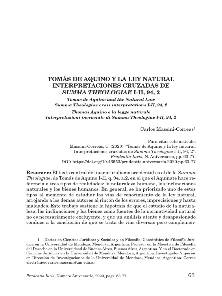 Tomás de Aquino y la Ley Natural | PDF | Tomás de Aquino | Esencia