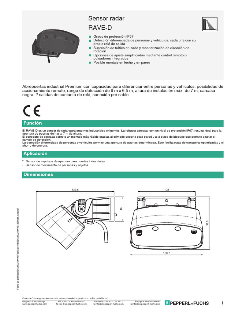 Sensor Radar RAVE-D para Puertas Industriales | PDF | Relé | Diodo ...