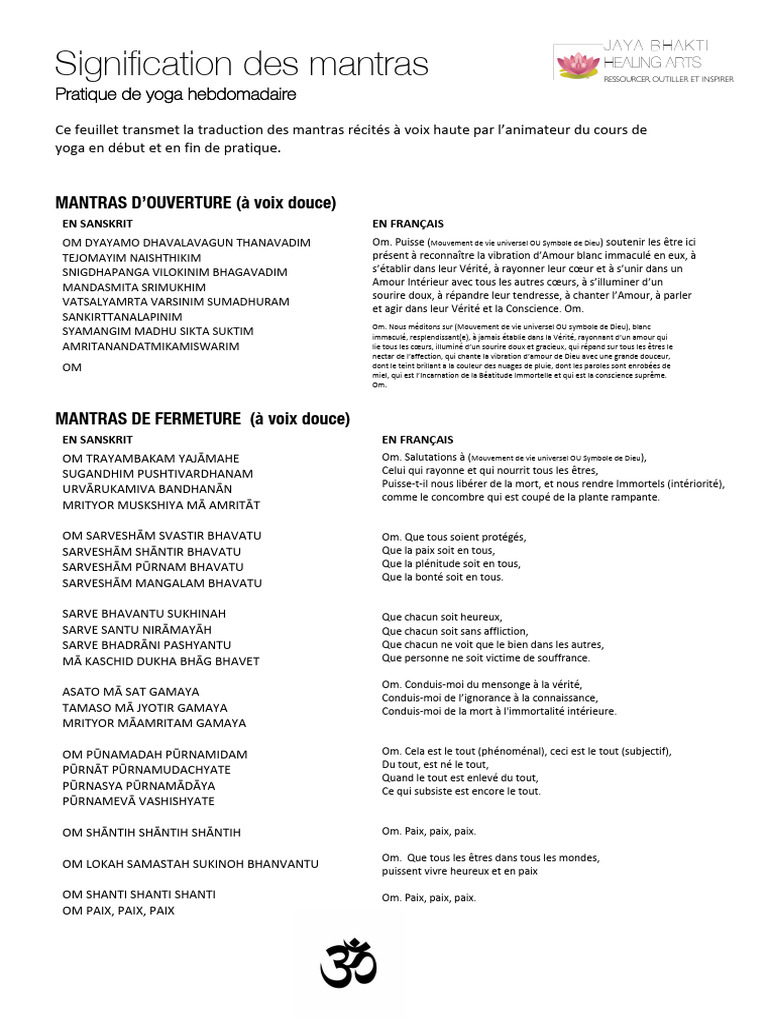 Mantras de Yoga : Significations et Pratiques | PDF | Spiritualité
