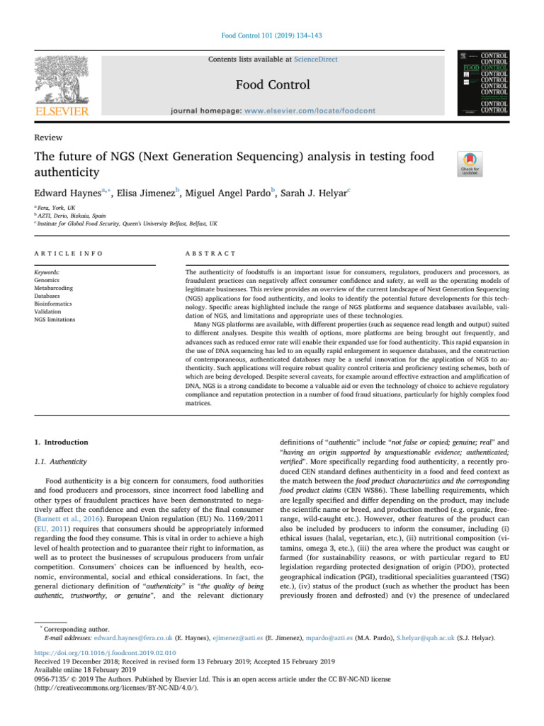 The future of NGS (Next Generation Sequencing) analysis in testing food ...