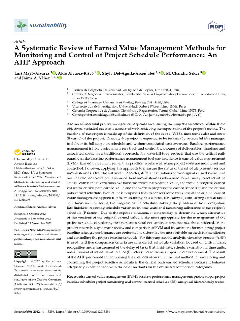 EVM Methods for Project Schedule Control | PDF | Project Management