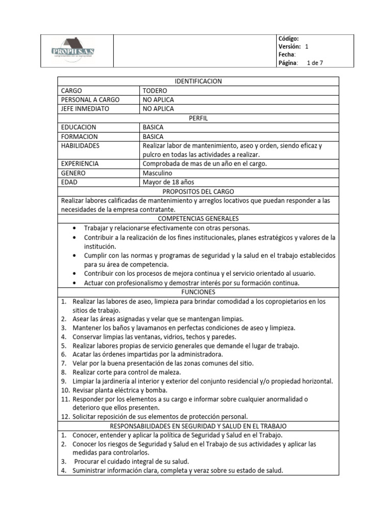 XX-XXPRXX-FRXX Manual de Funciones | PDF | Seguridad y salud ...
