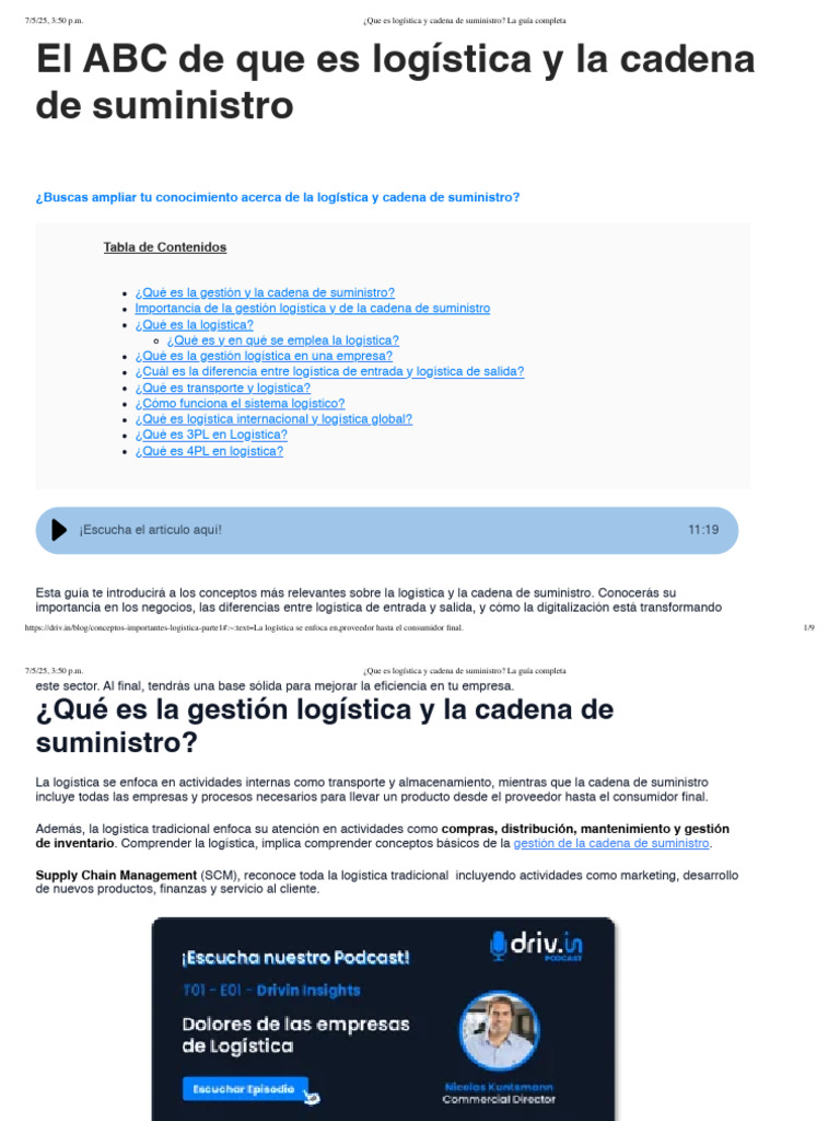 ¿Que Es Logística y Cadena de Suministro - La Guía Completa | PDF ...