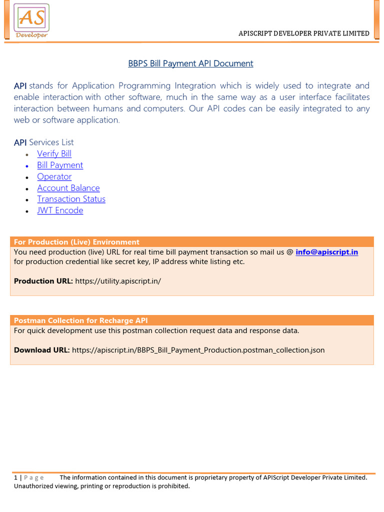 BBPS Bill Payment API Document | PDF | Key (Cryptography) | Proprietary ...