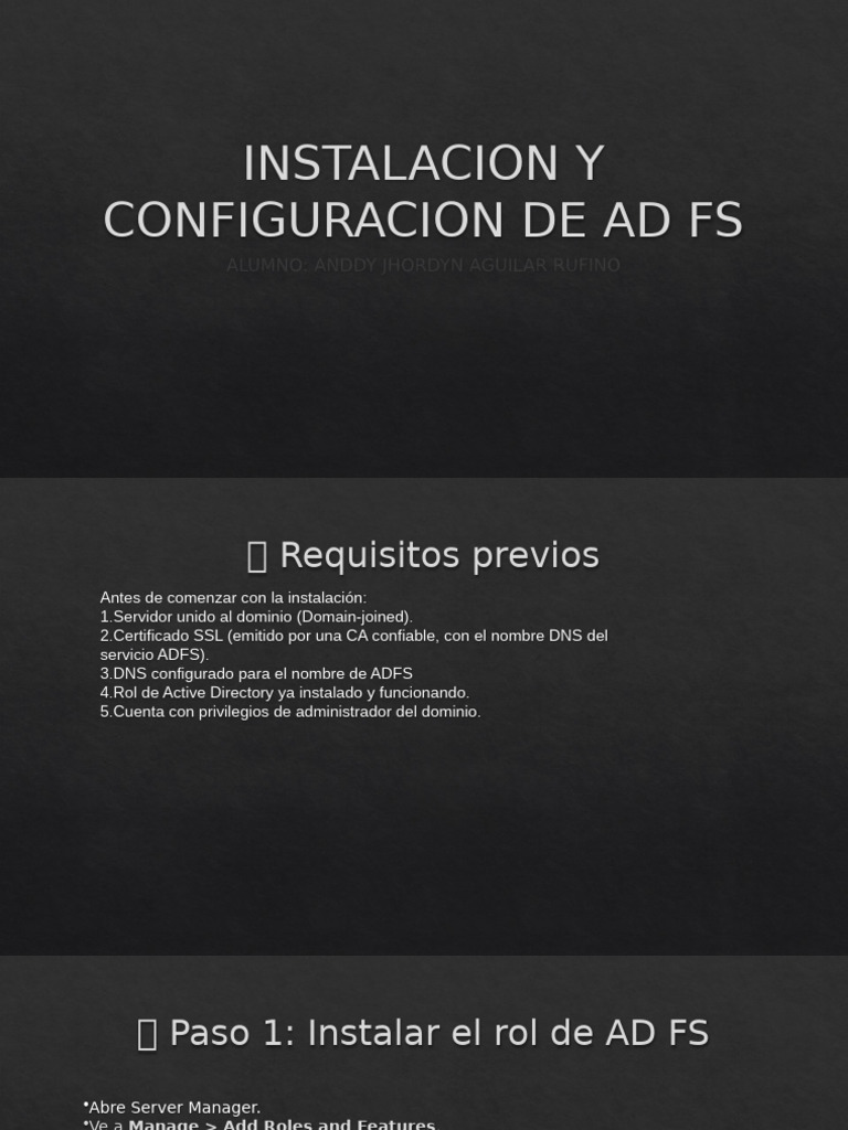 Instalacion y Configuracion de Ad FS | PDF