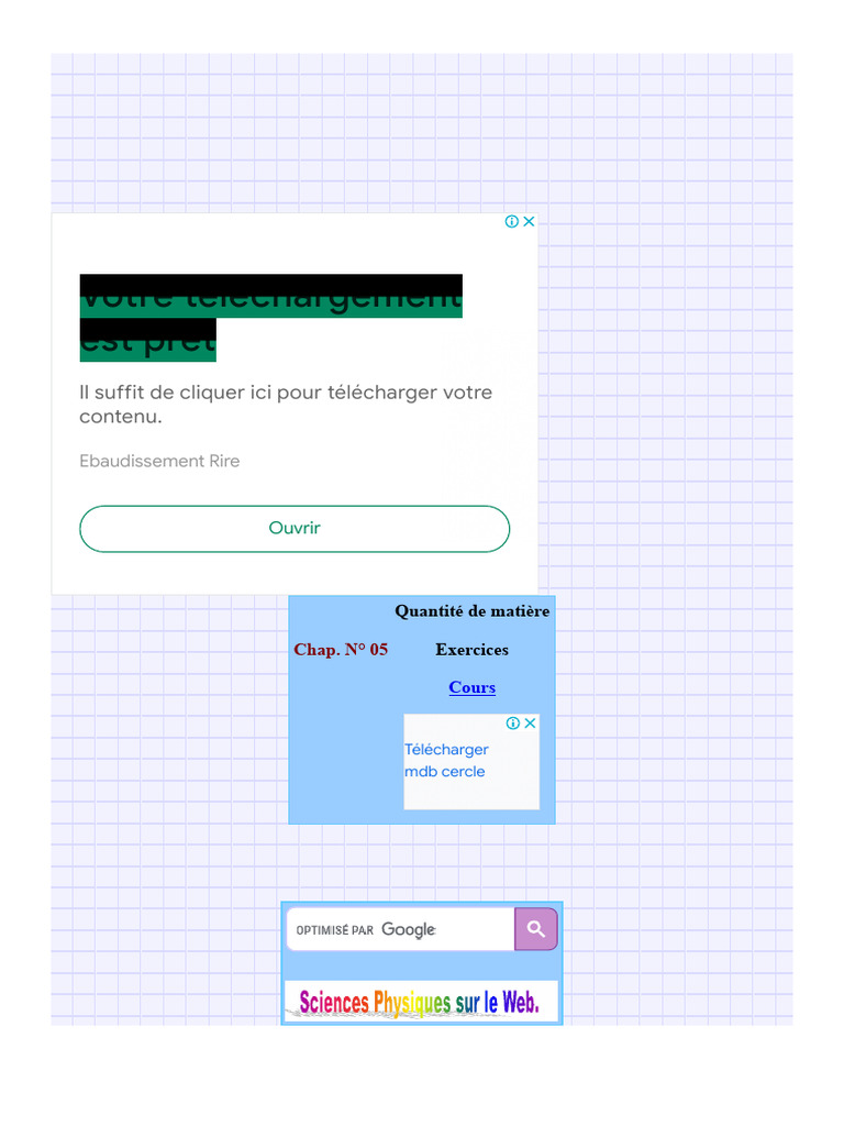 Exercices sur la quantité de matière | PDF | Mole (unité) | Quantité