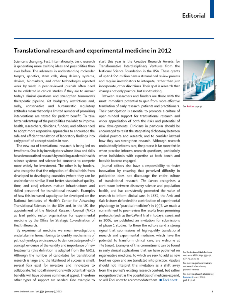 Translational Research and Experimental Medicine I | PDF | Science ...