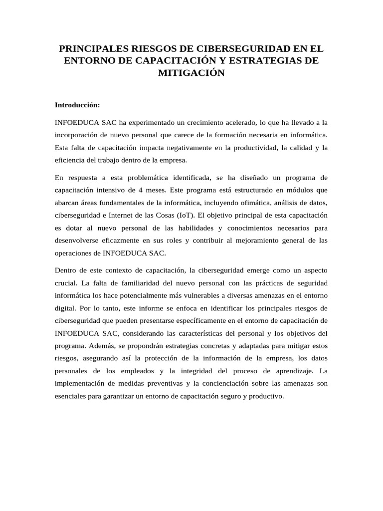 Riesgos de Ciberseguridad en Capacitación | PDF | Seguridad | La ...