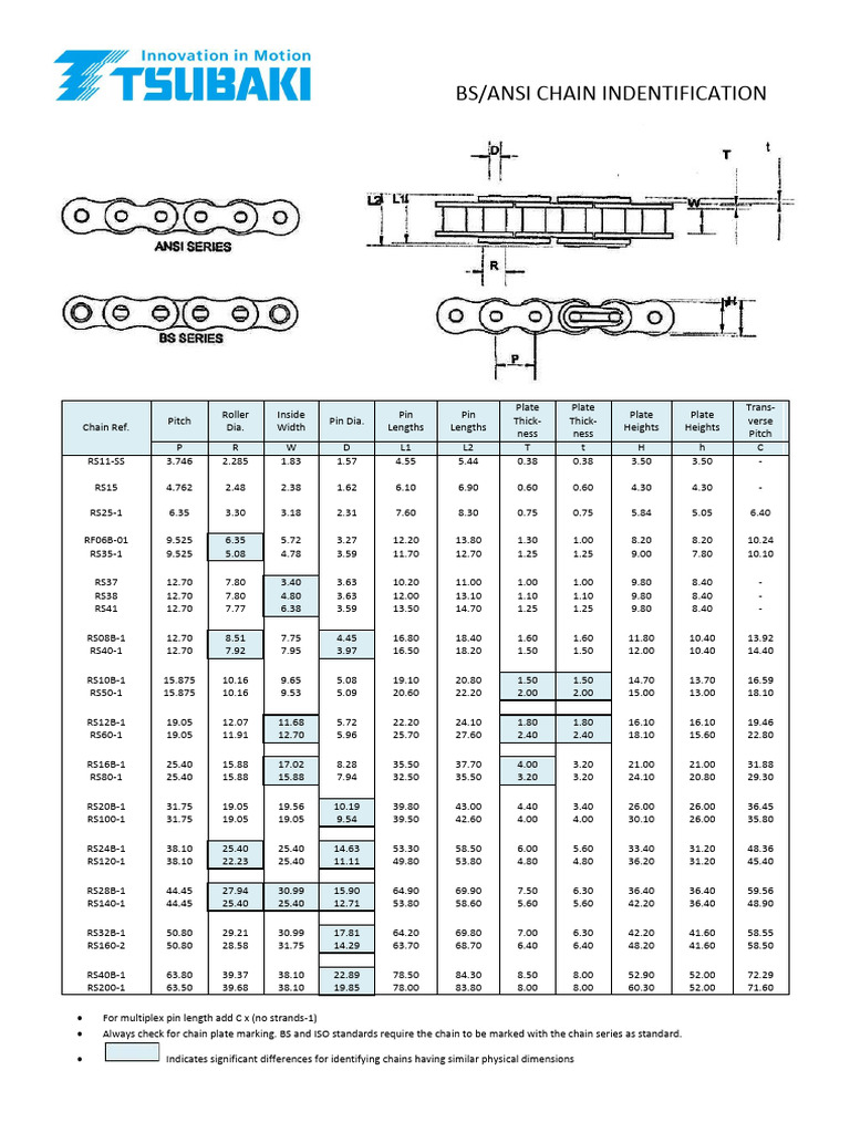 BS/ANSI Chain Specifications Guide | PDF