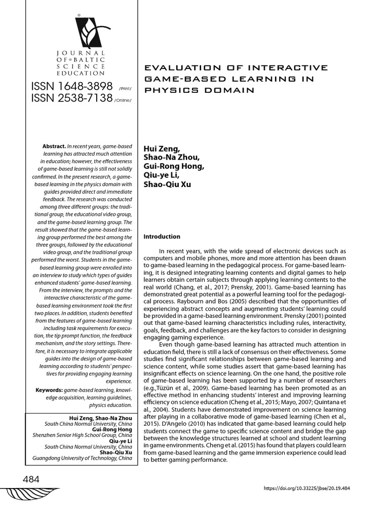 484-498.zeng JBSE Vol.19 No.3 | PDF | Learning | Multimedia