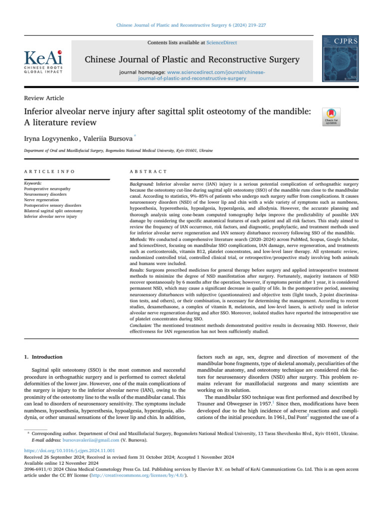 IAN Injury in Sagittal Split Osteotomy | PDF | Axon | Surgery