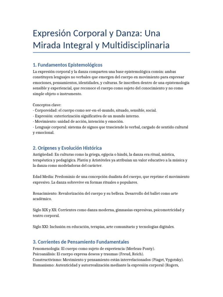 Expresion Corporal y Danza Integral | PDF | Bailes | Las emociones