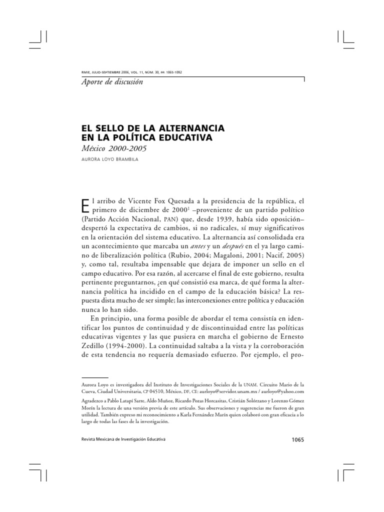 Alternancia en Política Educativa México | PDF | México | Partido ...