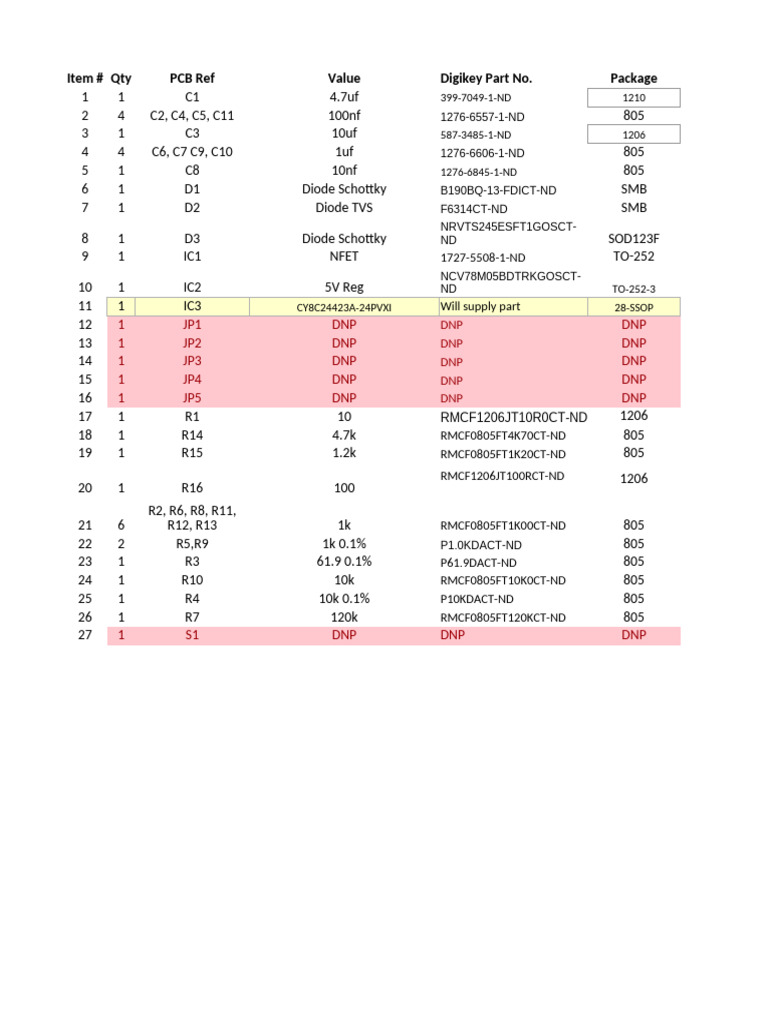 Electronic Component Parts List | PDF