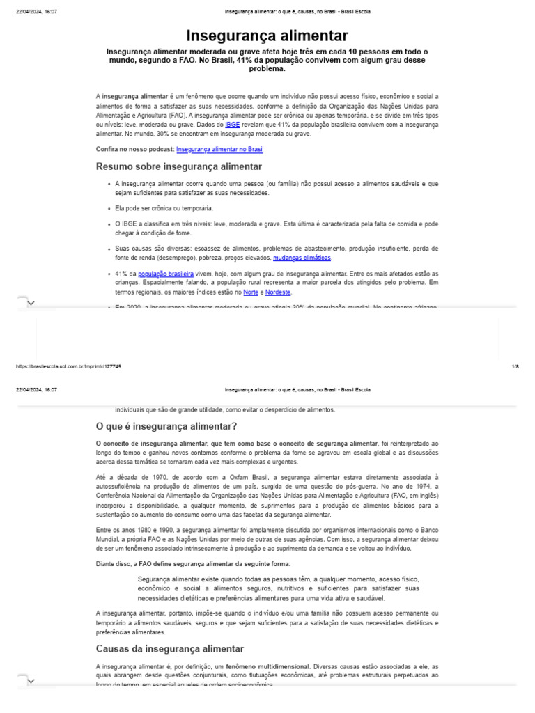 Insegurança Alimentar - o Que É, Causas, No Brasil - Brasil Escola ...