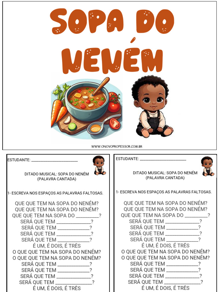 Letra e Atividades da Sopa do Neném | PDF
