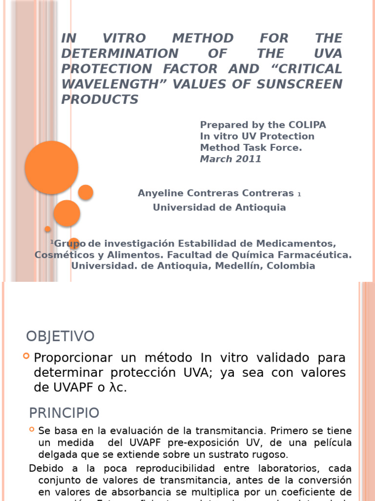 In Vitro Method For The Determination of The | PDF | Ultravioleta ...