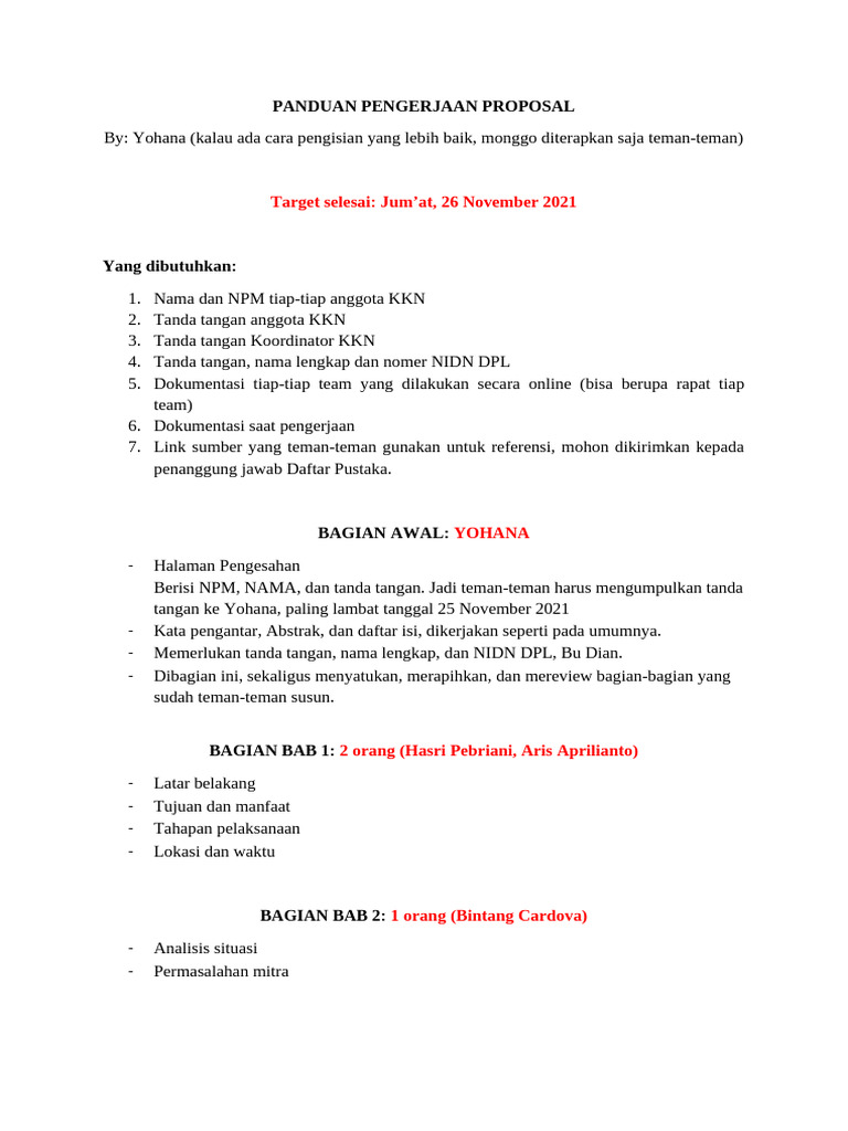 Panduan Lengkap Pengerjaan Proposal KKN | PDF