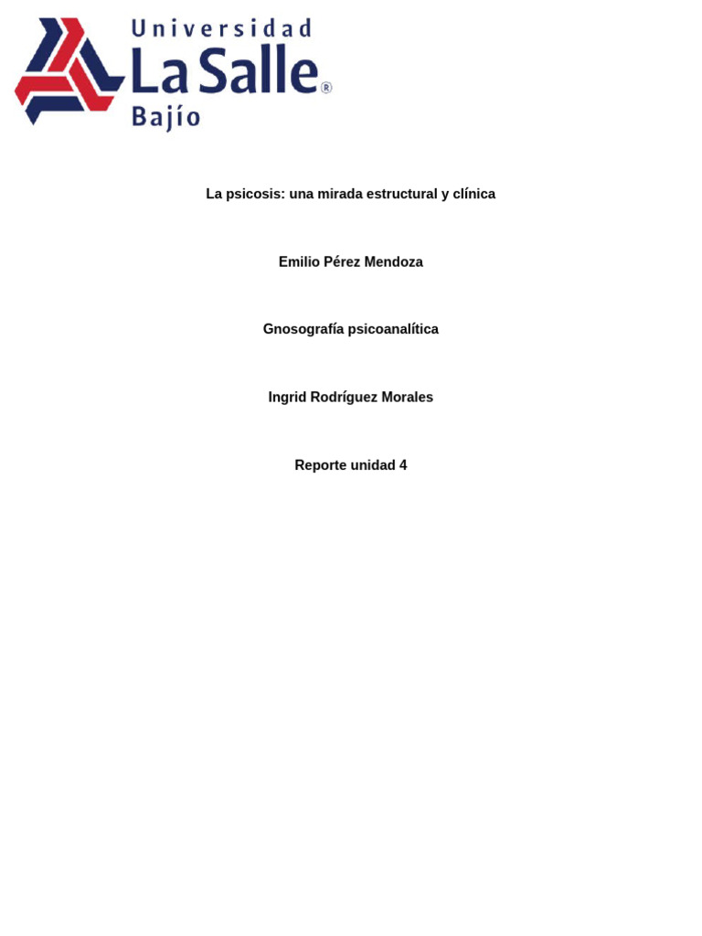 La Psicosis-Una Mirada Estructural y Clínica-Unidad 4 | PDF | Psicosis ...