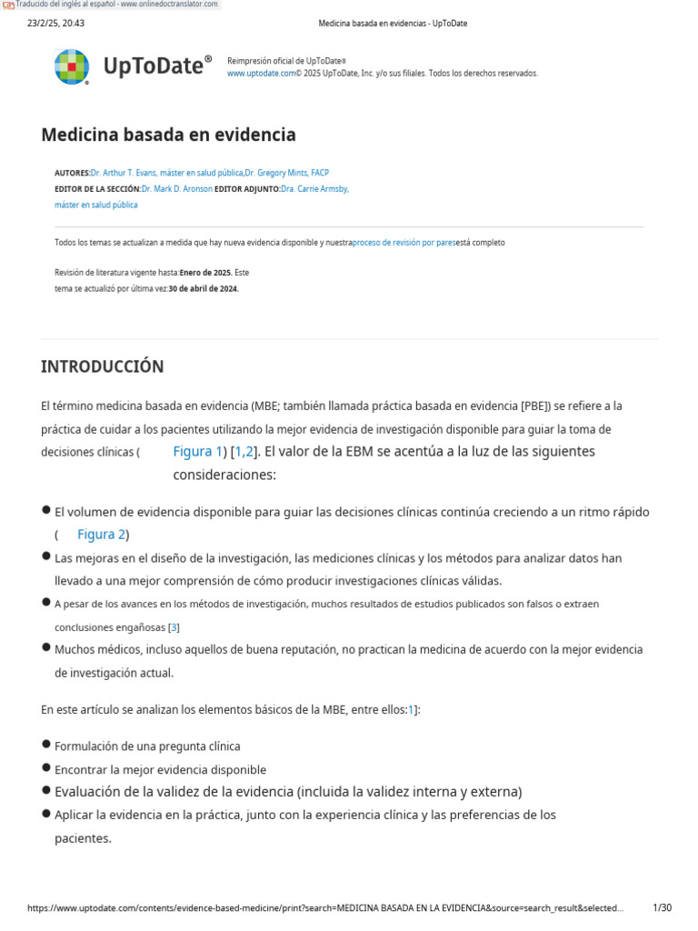 Medicina Basada en Evidencia: Principios Clave | PDF | Evidencia basada ...