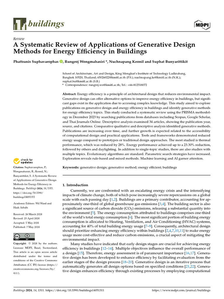 A Systematic Review of Applications of Generative Design Methods For ...