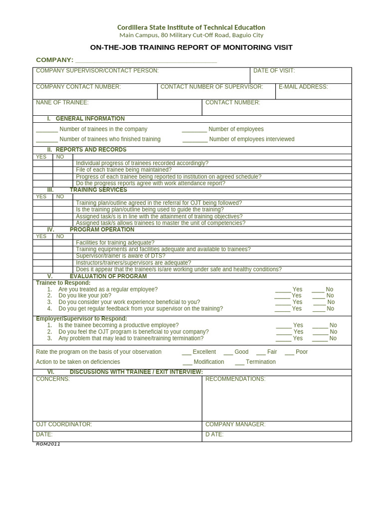 OJTMonitoringReport (1) | PDF | Business